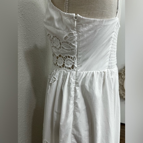 Anthropologie Vineet Bahl Sleeveless V-Neck Floral Cutwork Midi Dress Sz M - Picture 13 of 16